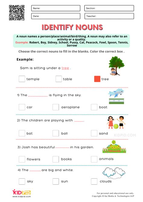 nouns worksheet for grade 2